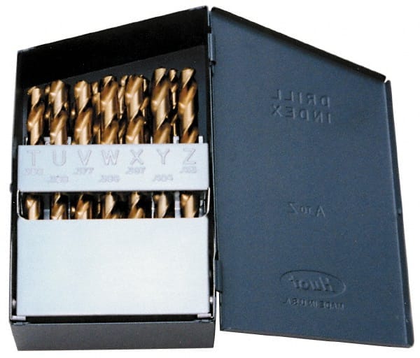 Chicago-Latrobe - 118° Point, TiN Finish, High Speed Steel Jobber Length Drill Bit Set - Industrial Tool & Supply