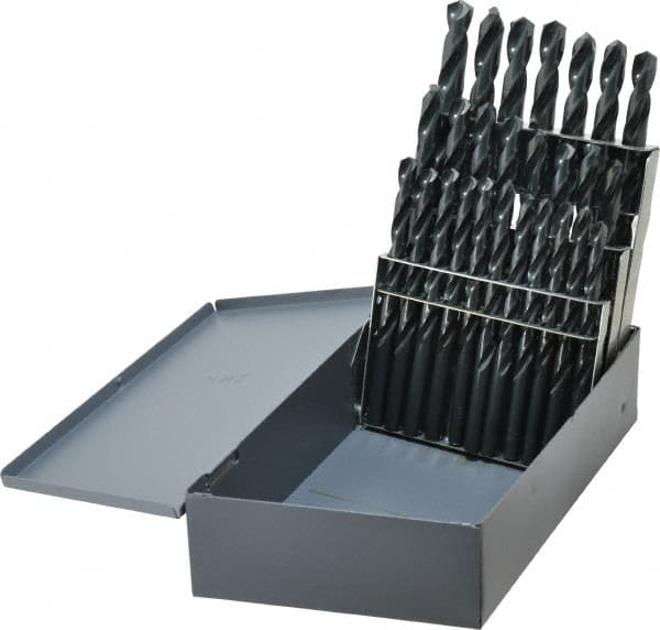Chicago-Latrobe - 135° Point, Oxide Finish, High Speed Steel Jobber Length Drill Bit Set - Industrial Tool & Supply