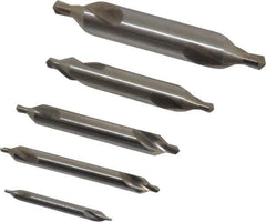 Chicago-Latrobe - 5 Piece, #1 to 5, 1/8 to 7/16" Body Diam, 3/64 to 3/16" Point Diam, Plain Edge, High Speed Steel Combo Drill & Countersink Set - 60° Incl Angle, 1/8 to 2-3/4" OAL, Double End, 217 Series Compatibility - Industrial Tool & Supply