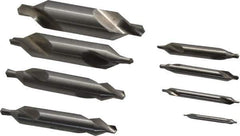 Chicago-Latrobe - 8 Piece, #1 to 8, 1/8 to 3/4" Body Diam, 3/64 to 5/16" Point Diam, Plain Edge, High Speed Steel Combo Drill & Countersink Set - 60° Incl Angle, 1/8 to 3-1/2" OAL, Double End, 217 Series Compatibility - Industrial Tool & Supply