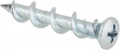 Powers Fasteners - 1/4" Diam, 1-1/4" OAL, Phillips Drive, Concrete Screw & Masonry Fastener - Steel, Chrome Finish - Industrial Tool & Supply