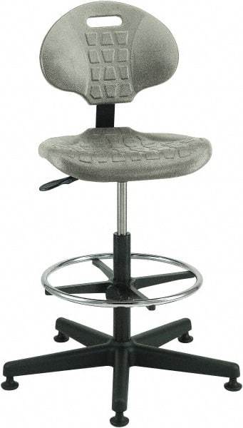 Bevco - 21 to 31" High Adjustable Height Swivel Stool - 27" Wide x 27" Deep, Polyurethane Seat, Gray - Industrial Tool & Supply