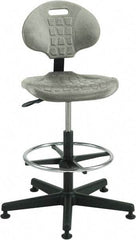 Bevco - 21 to 31" High Adjustable Height Swivel Stool - 27" Wide x 27" Deep, Polyurethane Seat, Gray - Industrial Tool & Supply