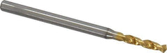 OSG - #43 130° Spiral Flute Vanadium High Speed Steel Screw Machine Drill Bit - TiN Finish, Right Hand Cut, 13mm Flute Length, 45mm OAL, Faceted Point, Straight Shank - Industrial Tool & Supply