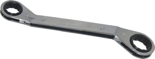 Proto - 3/4" x 7/8" 12 Point Reversible Ratcheting Offset Box Wrench - Double End, 1-9/16" Head Diam x 1/2" Head Thickness, 9-1/2" OAL, Steel, Polished Finish, 25° Offset - Industrial Tool & Supply