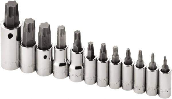 SK - 12 Piece 1/4, 3/8 & 1/2" Drive Torx Bit Socket Set - T10 to T60 Torx - Industrial Tool & Supply