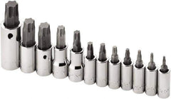 SK - 12 Piece 1/4, 3/8 & 1/2" Drive Torx Bit Socket Set - T10 to T60 Torx - Industrial Tool & Supply