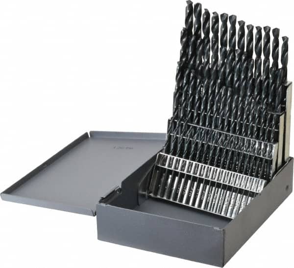 Chicago-Latrobe - 135° Point, Oxide Finish, High Speed Steel Jobber Length Drill Bit Set - Industrial Tool & Supply