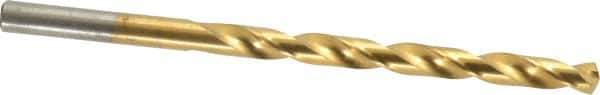 Chicago-Latrobe - #4 135° Cobalt Jobber Drill - TiN Finish, Right Hand Cut, Spiral Flute, Straight Shank, 3-3/4" OAL, Split Point - Industrial Tool & Supply