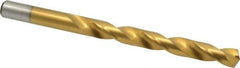 Chicago-Latrobe - 27/64" 135° Cobalt Jobber Drill - TiN Finish, Right Hand Cut, Spiral Flute, Straight Shank, 5-3/8" OAL, Split Point - Industrial Tool & Supply