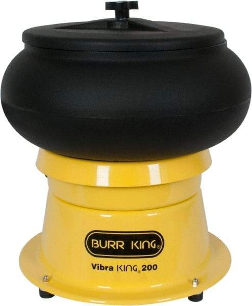 Burr King - 0.66 Cu Ft, 1/5 hp, Vibratory Tumbler - Adjustable Amplitude, Flow Through Drain - Industrial Tool & Supply