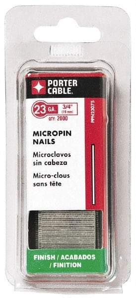 Porter-Cable - 23 Gauge 5/8" Long Pin Nails for Power Nailers - Grade 2 Steel, Galvanized Finish, Straight Stick Collation, Chisel Point - Industrial Tool & Supply