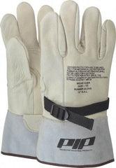 Novax - Class 1 & 2, Size XL (10), 12" Long, Grain Cowhide Leather Protector - Natural, Not for Electrical Protection (ASTM F696-02), Wear Over Rubber Insulating Gloves, ASTM F696-02 - Industrial Tool & Supply