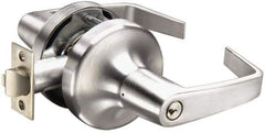 Yale - Light/Medium Duty Passage Lever Lockset - 2-3/4" Back Set, Keyless Cylinder, Satin Chrome Finish - Industrial Tool & Supply