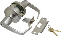 Yale - Light/Medium Duty Entrance Lever Lockset - 2-3/4" Back Set, Key in Lever Cylinder, Satin Chrome Finish - Industrial Tool & Supply