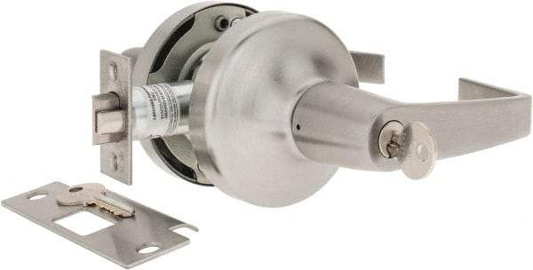 Yale - Light/Medium Duty Classroom Lever Lockset - 2-3/4" Back Set, Key in Lever Cylinder, Satin Chrome Finish - Industrial Tool & Supply