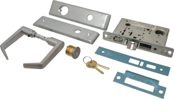 Yale - Extra Heavy Duty Entrance Lever Lockset - 2-3/4" Back Set, Standard Mortise Cylinder, Satin Chrome Finish - Industrial Tool & Supply