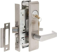 Yale - Extra Heavy Duty Entrance Lever Lockset - 2-3/4" Back Set, Standard Mortise Cylinder, Satin Chrome Finish - Industrial Tool & Supply