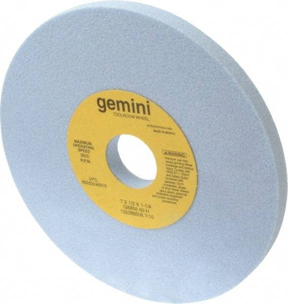 Norton - 7" Diam x 1-1/4" Hole x 1/2" Thick, H Hardness, 60 Grit Surface Grinding Wheel - Aluminum Oxide, Type 1, Medium Grade, 3,600 Max RPM, No Recess - Industrial Tool & Supply