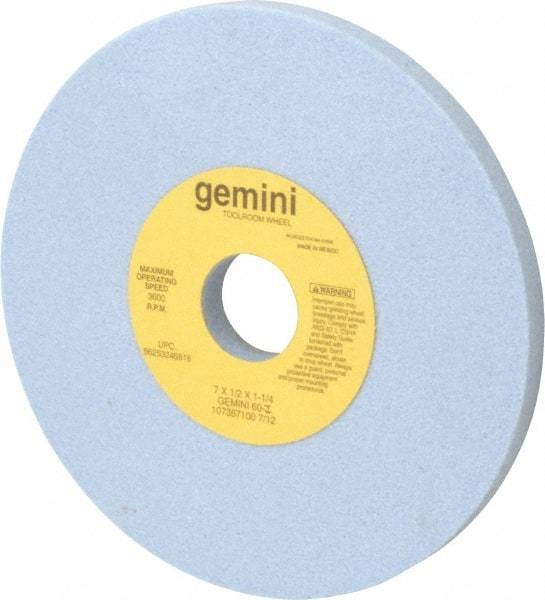 Norton - 7" Diam x 1-1/4" Hole x 1/2" Thick, I Hardness, 60 Grit Surface Grinding Wheel - Aluminum Oxide, Type 1, Medium Grade, 3,600 Max RPM, No Recess - Industrial Tool & Supply
