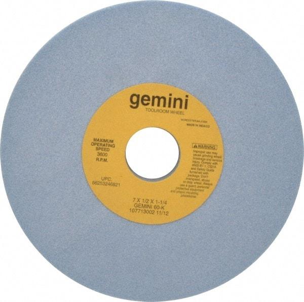 Norton - 7" Diam x 1-1/4" Hole x 1/2" Thick, K Hardness, 60 Grit Surface Grinding Wheel - Aluminum Oxide, Type 1, Medium Grade, 3,600 Max RPM, No Recess - Industrial Tool & Supply