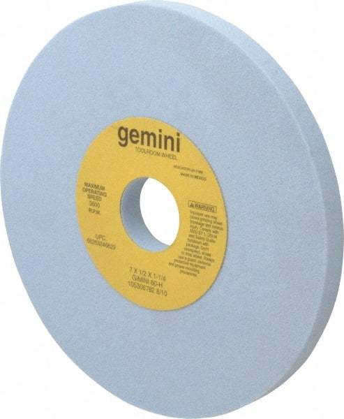 Norton - 7" Diam x 1-1/4" Hole x 1/2" Thick, H Hardness, 80 Grit Surface Grinding Wheel - Aluminum Oxide, Type 1, Medium Grade, 3,600 Max RPM, No Recess - Industrial Tool & Supply