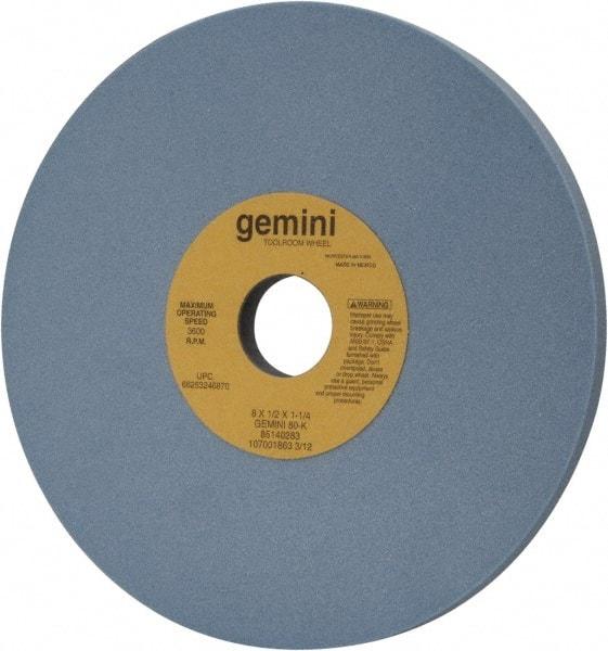 Norton - 8" Diam x 1-1/4" Hole x 1/2" Thick, K Hardness, 80 Grit Surface Grinding Wheel - Aluminum Oxide, Type 1, Medium Grade, 3,600 Max RPM, No Recess - Industrial Tool & Supply