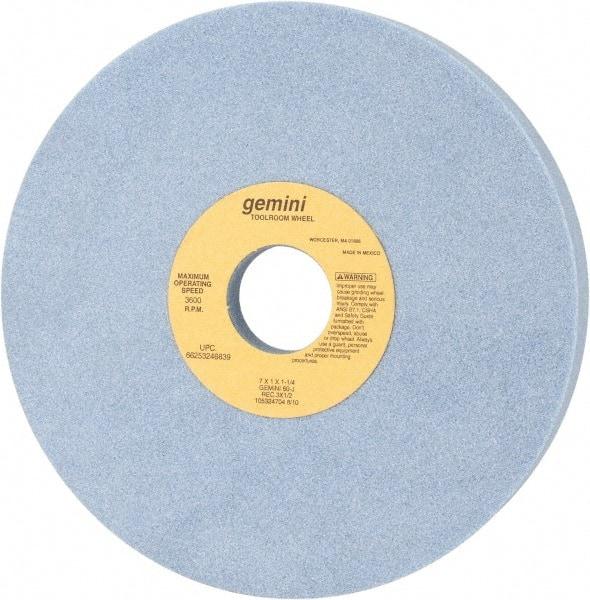 Norton - 7" Diam x 1-1/4" Hole x 1" Thick, J Hardness, 60 Grit Surface Grinding Wheel - Aluminum Oxide, Type 5, Medium Grade, 3,600 Max RPM, One-Side Recess - Industrial Tool & Supply