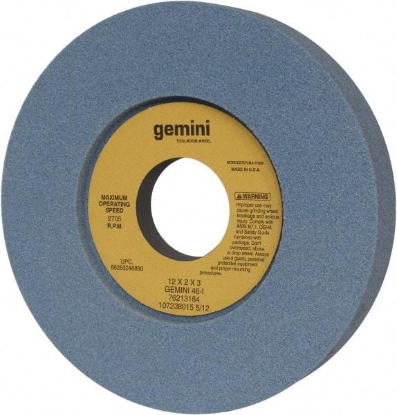 Norton - 12" Diam x 3" Hole x 2" Thick, I Hardness, 46 Grit Surface Grinding Wheel - Aluminum Oxide, Type 7, Coarse Grade, 2,705 Max RPM, Two-Side Recess - Industrial Tool & Supply