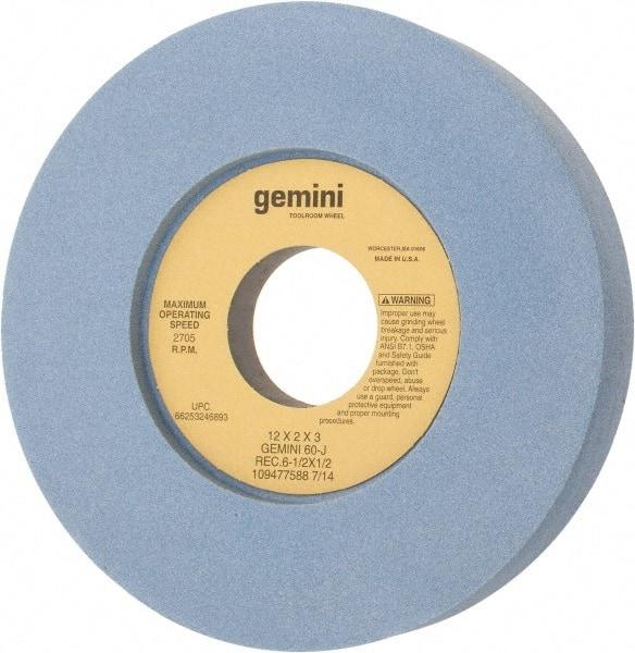 Norton - 12" Diam x 3" Hole x 2" Thick, J Hardness, 60 Grit Surface Grinding Wheel - Aluminum Oxide, Type 7, Medium Grade, 2,705 Max RPM, Two-Side Recess - Industrial Tool & Supply