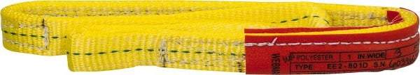 Lift-All - 3' Long x 1" Wide, 3,200 Lb Vertical Capacity, 2 Ply, Polyester Web Sling - 2,500 Lb Choker Capacity, Yellow - Industrial Tool & Supply