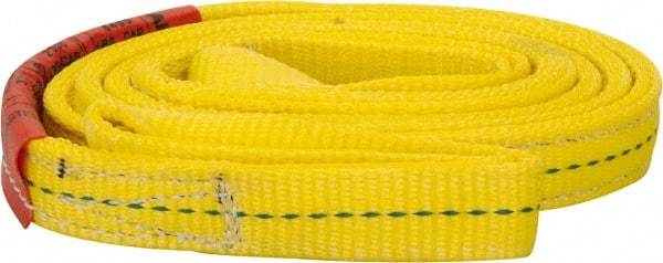 Lift-All - 8' Long x 1" Wide, 3,200 Lb Vertical Capacity, 2 Ply, Polyester Web Sling - 2,500 Lb Choker Capacity, Yellow - Industrial Tool & Supply