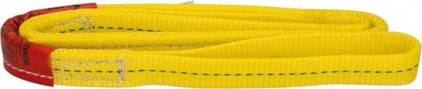 Lift-All - 4' Long x 1" Wide, 3,200 Lb Vertical Capacity, 2 Ply, Polyester Web Sling - 2,500 Lb Choker Capacity, Yellow - Industrial Tool & Supply