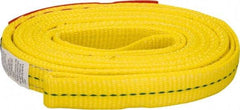 Lift-All - 8' Long x 1" Wide, 3,200 Lb Vertical Capacity, 2 Ply, Polyester Web Sling - 2,500 Lb Choker Capacity, Yellow - Industrial Tool & Supply