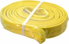 Lift-All - 14' Long x 2" Wide, 6,400 Lb Vertical Capacity, 2 Ply, Polyester Web Sling - 5,000 Lb Choker Capacity, Yellow - Industrial Tool & Supply