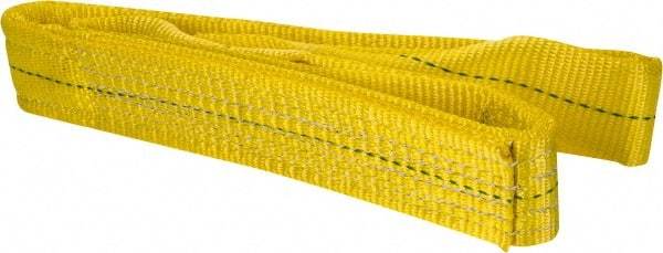Lift-All - 4' Long x 2" Wide, 6,400 Lb Vertical Capacity, 2 Ply, Polyester Web Sling - 5,000 Lb Choker Capacity, Yellow - Industrial Tool & Supply