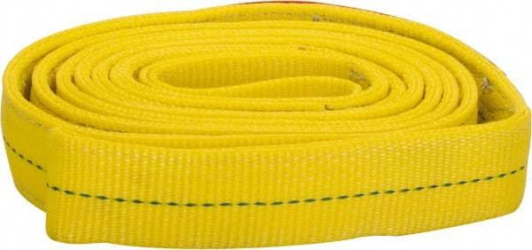 Lift-All - 12' Long x 2" Wide, 6,400 Lb Vertical Capacity, 2 Ply, Polyester Web Sling - 5,000 Lb Choker Capacity, Yellow - Industrial Tool & Supply