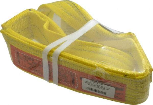 Lift-All - 3' Long x 3" Wide, 8,600 Lb Vertical Capacity, 2 Ply, Polyester Web Sling - 6,900 Lb Choker Capacity, Yellow - Industrial Tool & Supply