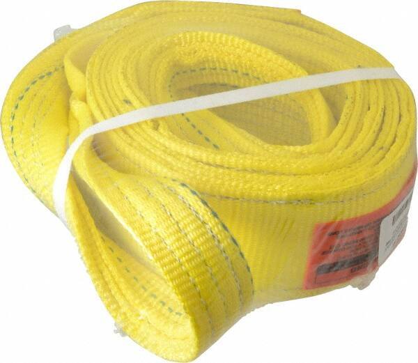 Lift-All - 8' Long x 3" Wide, 8,600 Lb Vertical Capacity, 2 Ply, Polyester Web Sling - 6,900 Lb Choker Capacity, Yellow - Industrial Tool & Supply