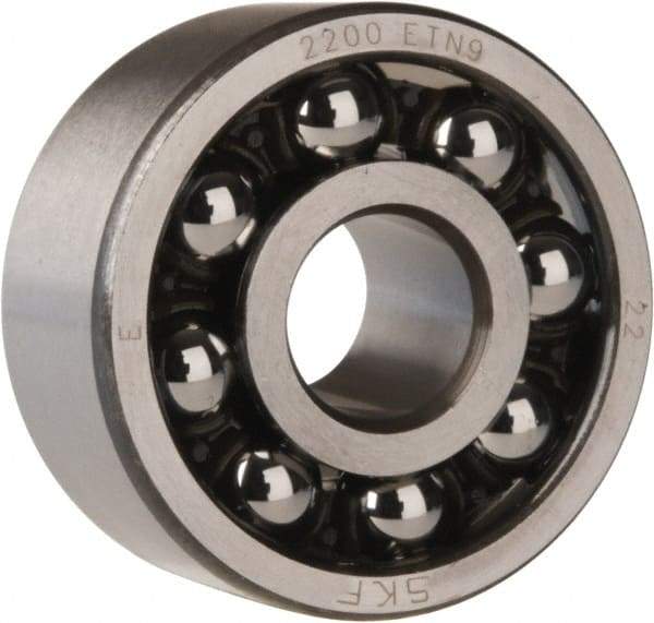 SKF - 10mm Bore Diam, 30mm OD, Open Self Aligning Radial Ball Bearing - 14mm Wide, 2 Rows, Round Bore, 389 Lb Static Capacity, 1,810 Lb Dynamic Capacity - Industrial Tool & Supply