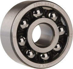 SKF - 10mm Bore Diam, 30mm OD, Open Self Aligning Radial Ball Bearing - 14mm Wide, 2 Rows, Round Bore, 389 Lb Static Capacity, 1,810 Lb Dynamic Capacity - Industrial Tool & Supply