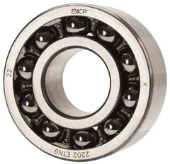 SKF - 15mm Bore Diam, 35mm OD, Open Self Aligning Radial Ball Bearing - 14mm Wide, 2 Rows, Round Bore, 459 Lb Static Capacity, 1,960 Lb Dynamic Capacity - Industrial Tool & Supply