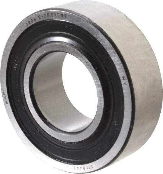 SKF - 30mm Bore Diam, 62mm OD, Double Seal Self Aligning Radial Ball Bearing - 20mm Wide, 2 Rows, Round Bore, 1,510 Lb Static Capacity, 5,350 Lb Dynamic Capacity - Industrial Tool & Supply