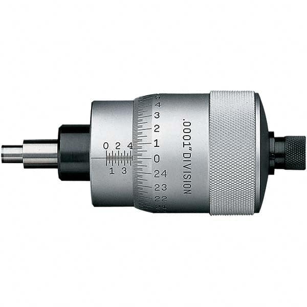 Starrett - 1 Inch, 2-1/16 Inch Plain Thimble, 5/16 Inch Diameter x 1-7/16 Inch Long Spindle, Mechanical Micrometer Head - Industrial Tool & Supply