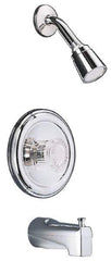 Moen - Concealed, One Handle, Chrome Coated, Steel, Valve, Shower Head and Tub Faucet - Knob Handle, Acrylic Handle - Industrial Tool & Supply