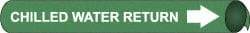 NMC - Pipe Marker with Chilled Water Return Legend and Arrow Graphic - 10 to 10" Pipe Outside Diam, White on Green - Industrial Tool & Supply
