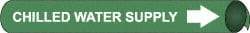 NMC - Pipe Marker with Chilled Water Supply Legend and Arrow Graphic - 10 to 10" Pipe Outside Diam, White on Green - Industrial Tool & Supply