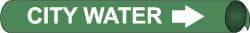 NMC - Pipe Marker with City Water Legend and Arrow Graphic - 1-1/8 to 2-3/8" Pipe Outside Diam, White on Green - Industrial Tool & Supply