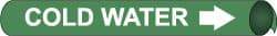 NMC - Pipe Marker with Cold Water Legend and Arrow Graphic - 10 to 10" Pipe Outside Diam, White on Green - Industrial Tool & Supply