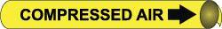 NMC - Pipe Marker with Compressed Air Legend and Arrow Graphic - 10 to 10" Pipe Outside Diam, Black on Yellow - Industrial Tool & Supply